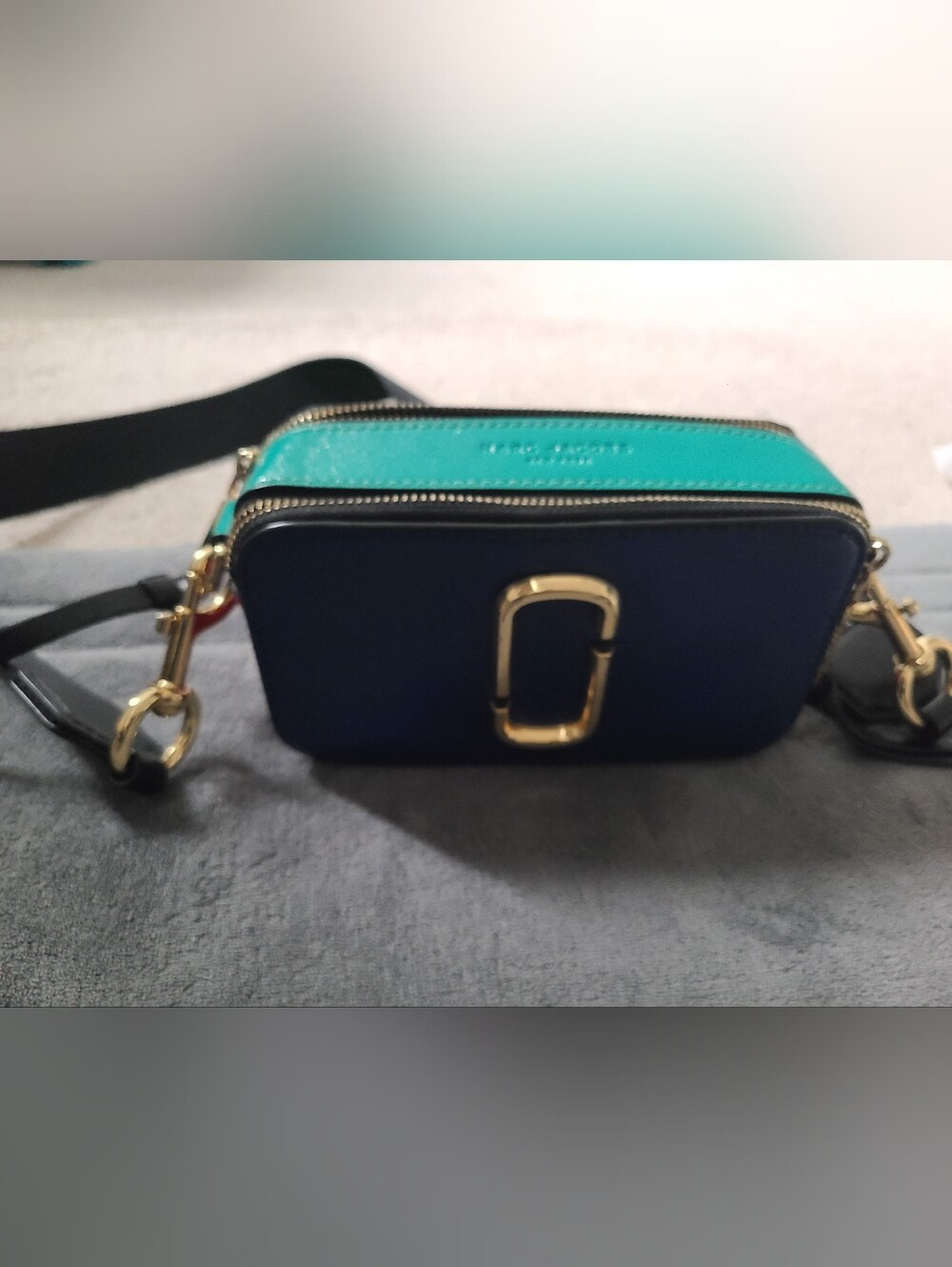 Marc Jacobs Teal and Navy Double Zip Crossbody Camera Bag